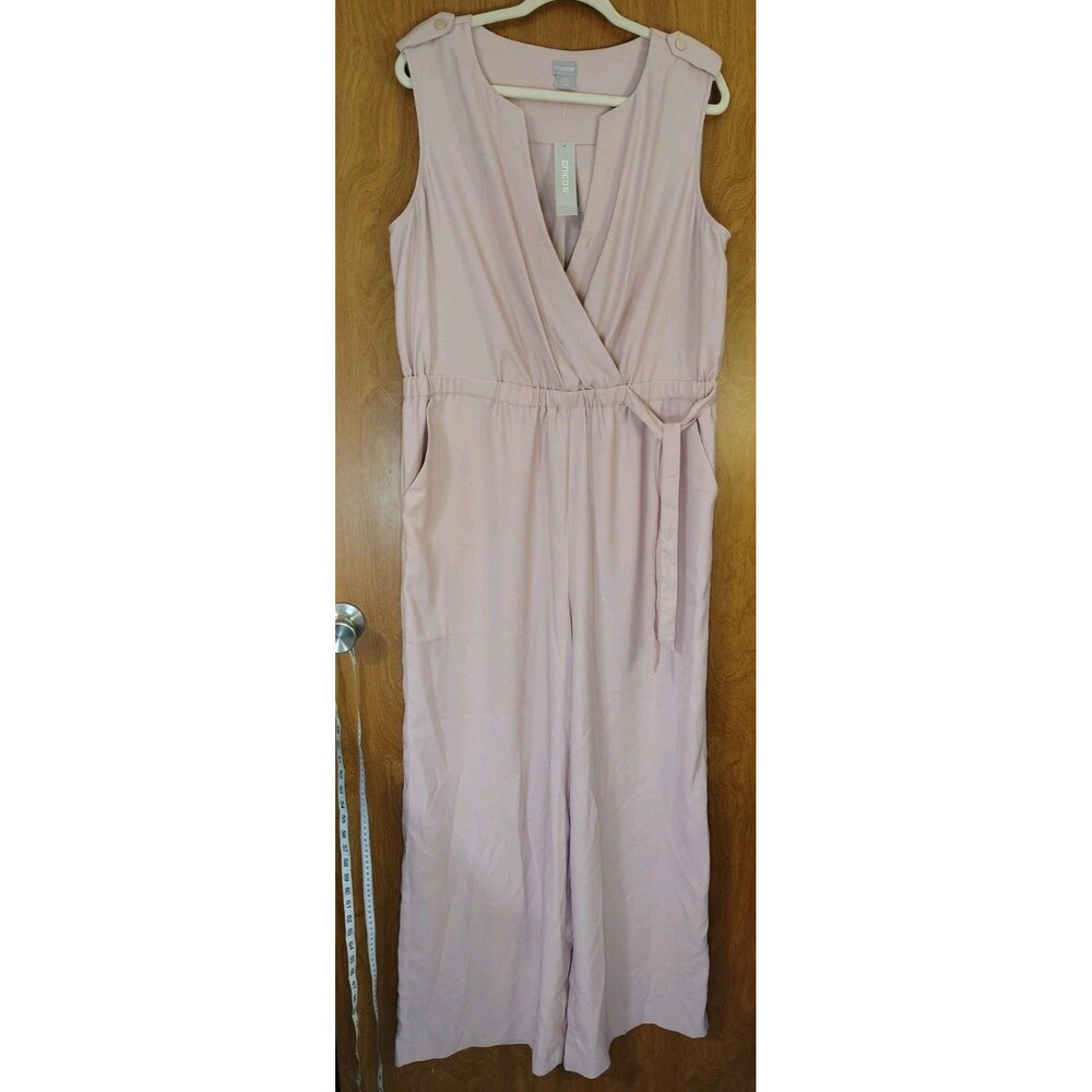 NEW Chico's Cobalt Collection Jumpsuit Dress Solid Sz 2.5 US 14 Pixie Pink Chic
